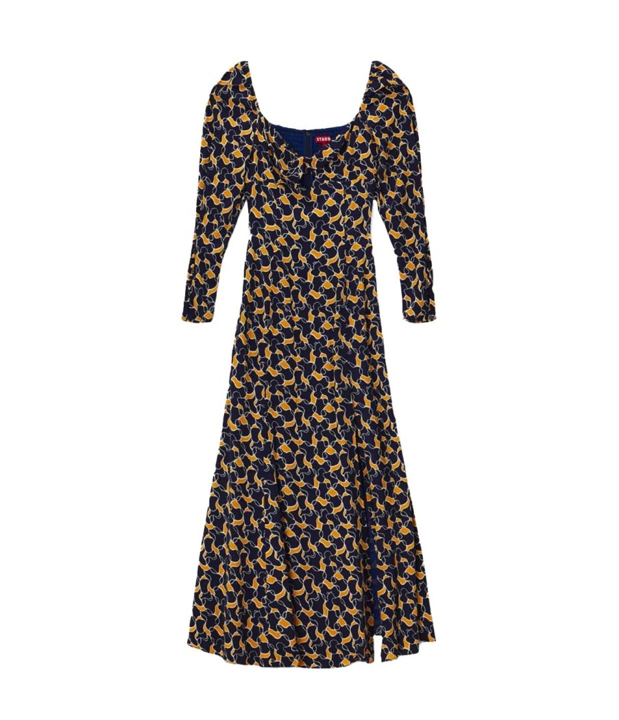 Clothing Staud | Josephine Dress In Navy Abstract Wave