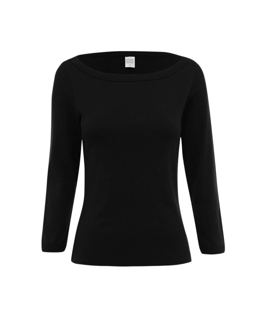 Clothing Flore Flore | Steffie Boatneck Tee In Black