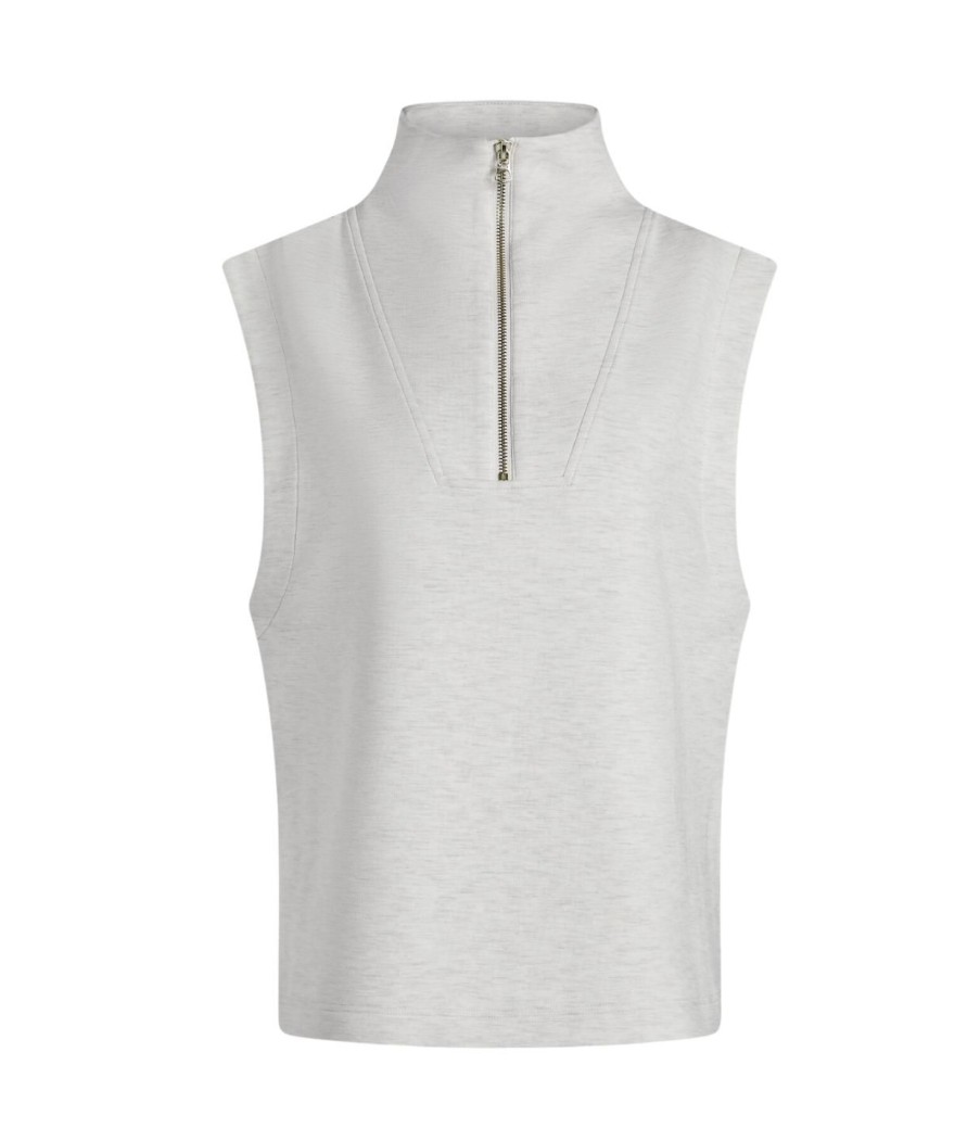 Clothing Varley | Magnolia Half Zip Tank In Ivory Marle