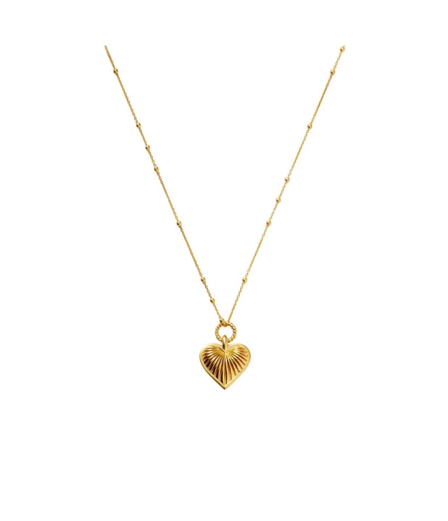 Accessories Missoma | Ridge Heart Charm Necklace In Gold