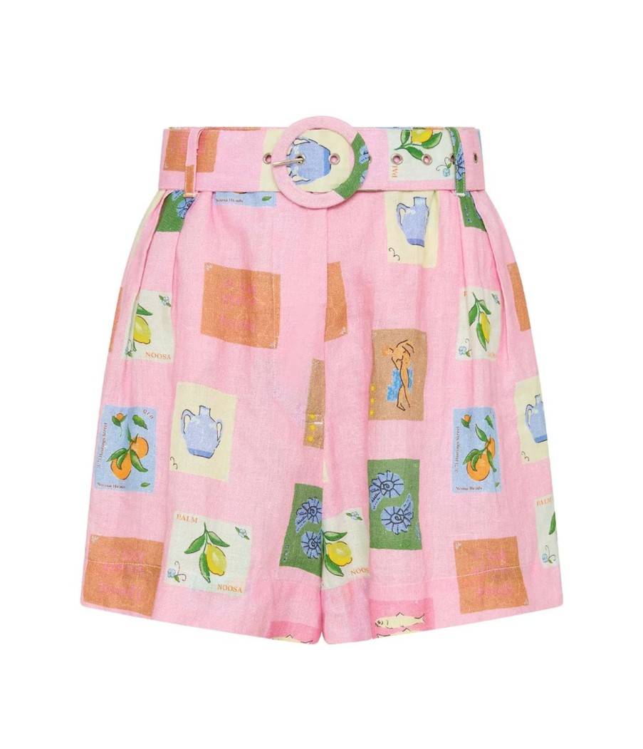 Clothing Palm Noosa | Rummy Linen Shorts In Pink Emblem