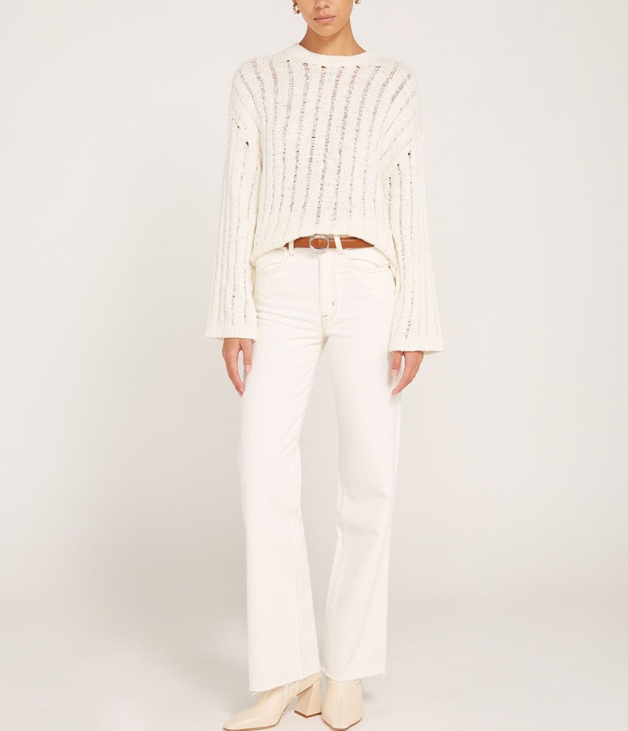 Clothing Samsoe Samsoe | Julia Crew Neck Knit In Pristine