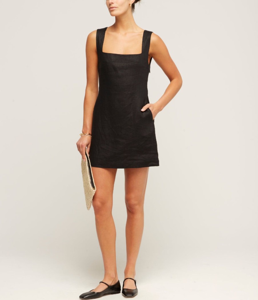 Clothing Posse | Alice Linen Mini Dress In Black