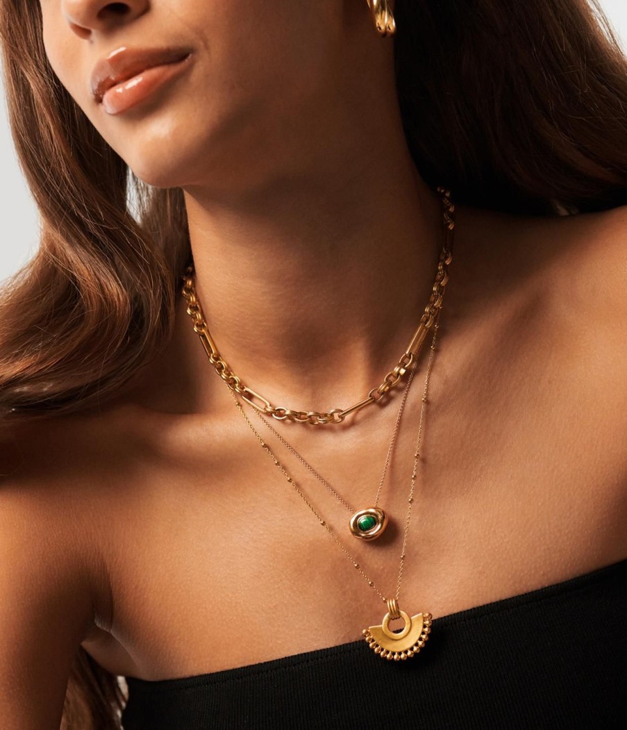 Accessories Missoma | Doughnut Gemstone Pendant Necklace In Gold And Malachite