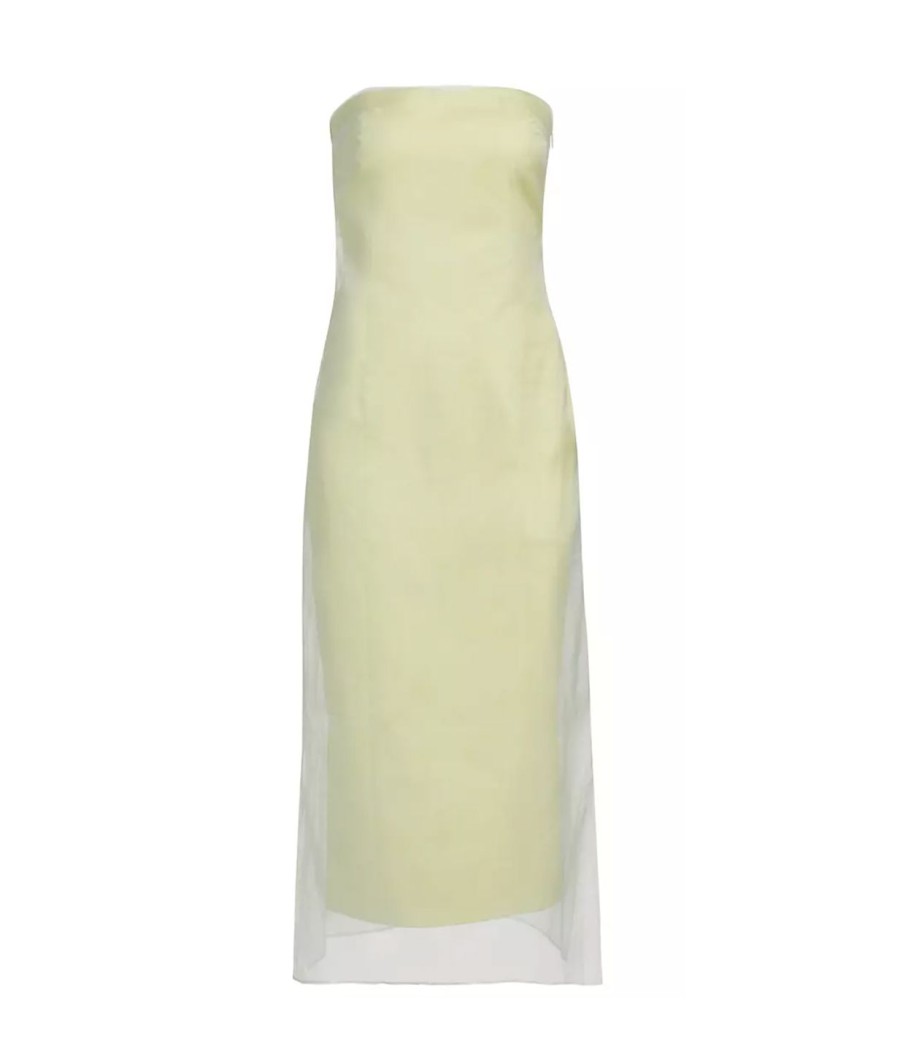 Clothing Gauge81 | Punta Strapless Midi Dress In Pale Olive