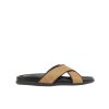 Shoes Ancient Greek Sandals | Thais Raffia Footbed Sandal In Cognac And Black