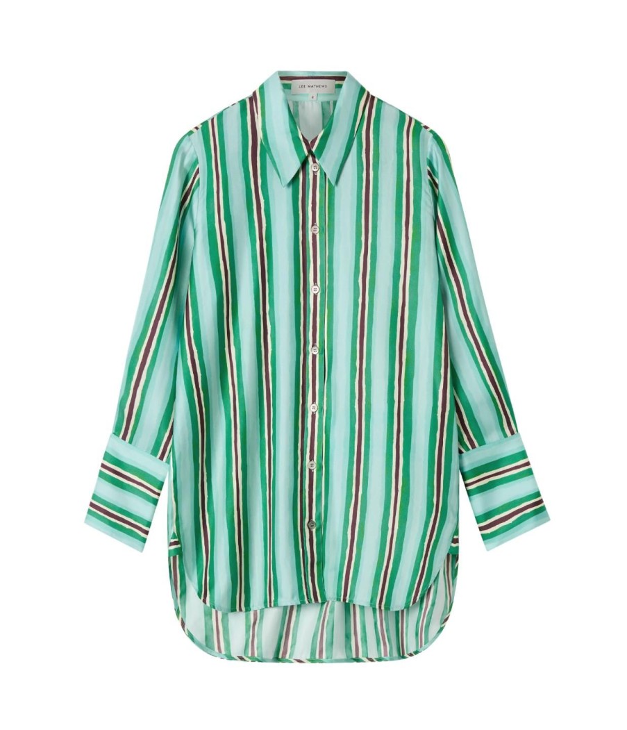 Clothing Lee Mathews | Ellie Long Sleeve Shirt In Aqua