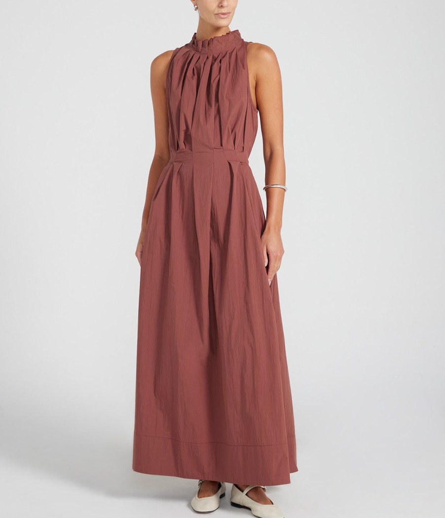 Clothing Lee Mathews | Mina Halterneck Maxi Dress In Plum