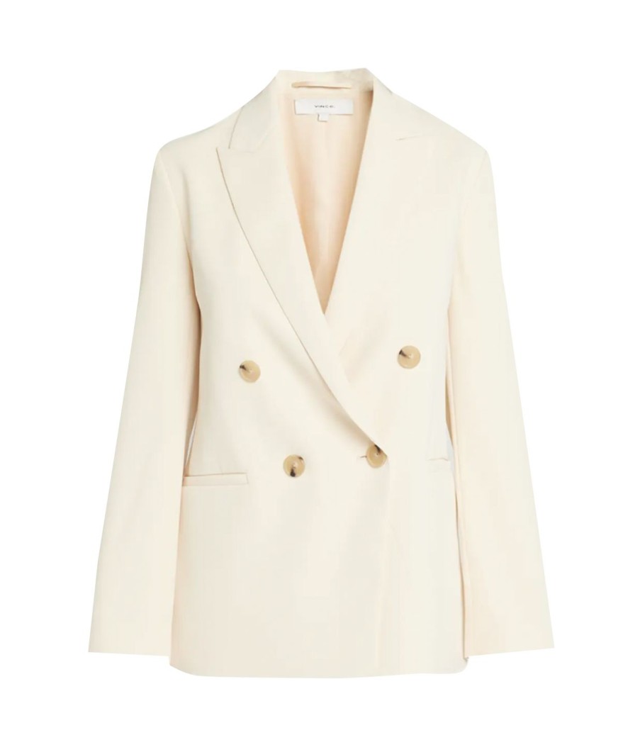 Clothing Vince | Double Breasted Crepe Blazer In Birch