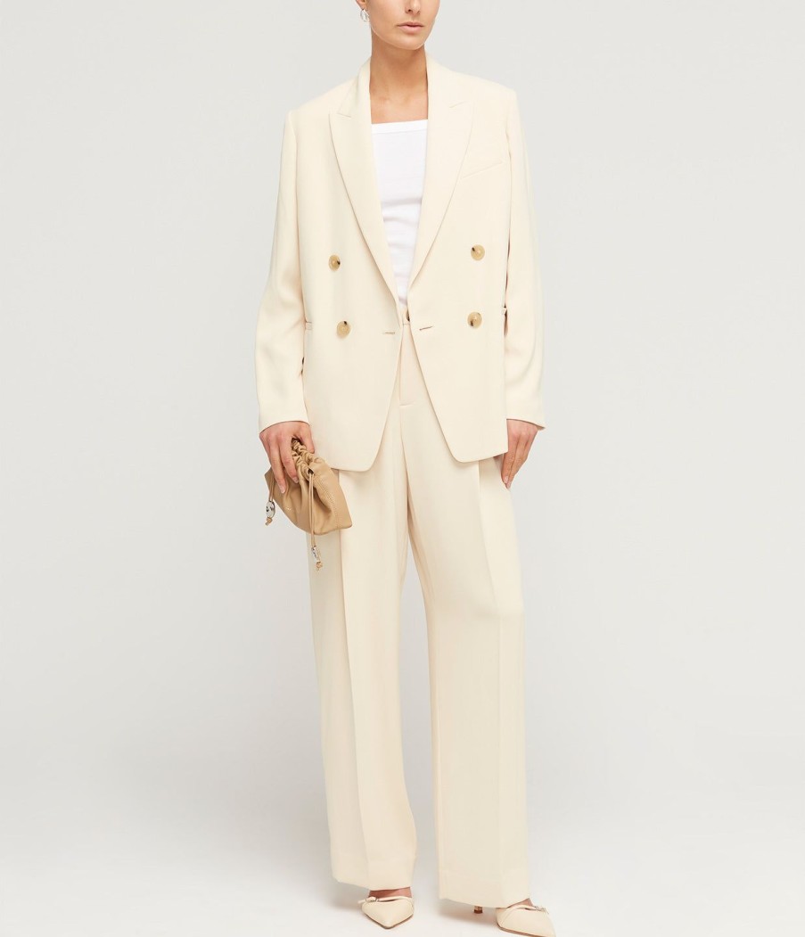 Clothing Vince | Double Breasted Crepe Blazer In Birch