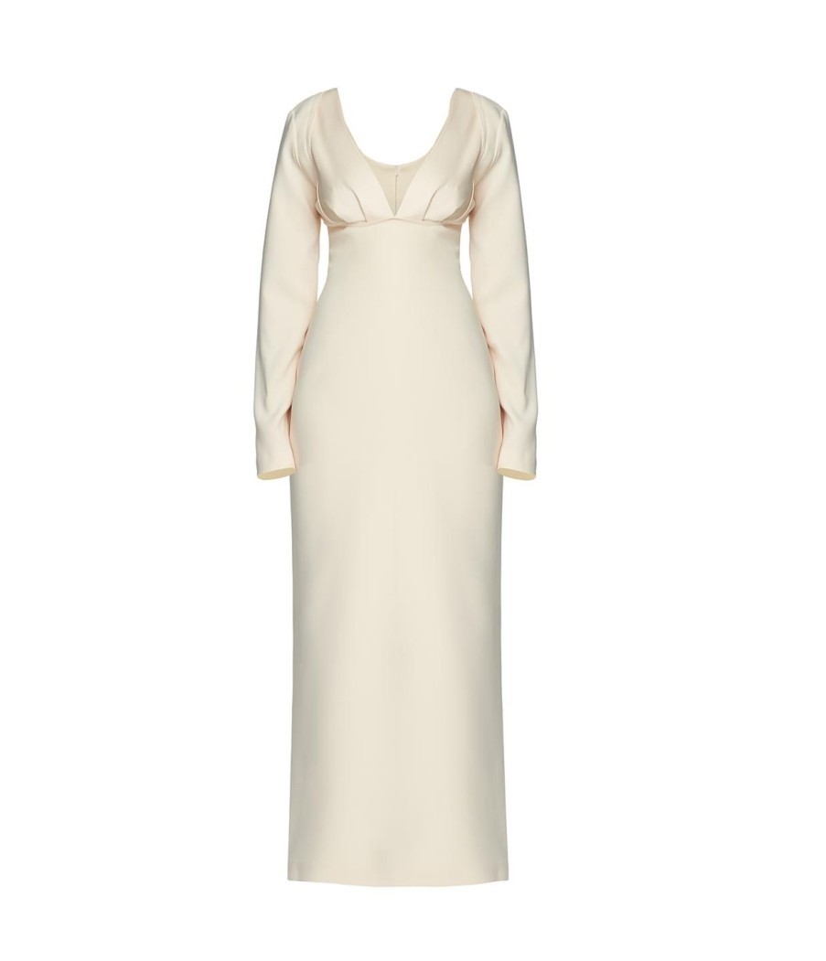 Clothing Wynn Hamlyn | Nancy Long Sleeve Dress In Ivory