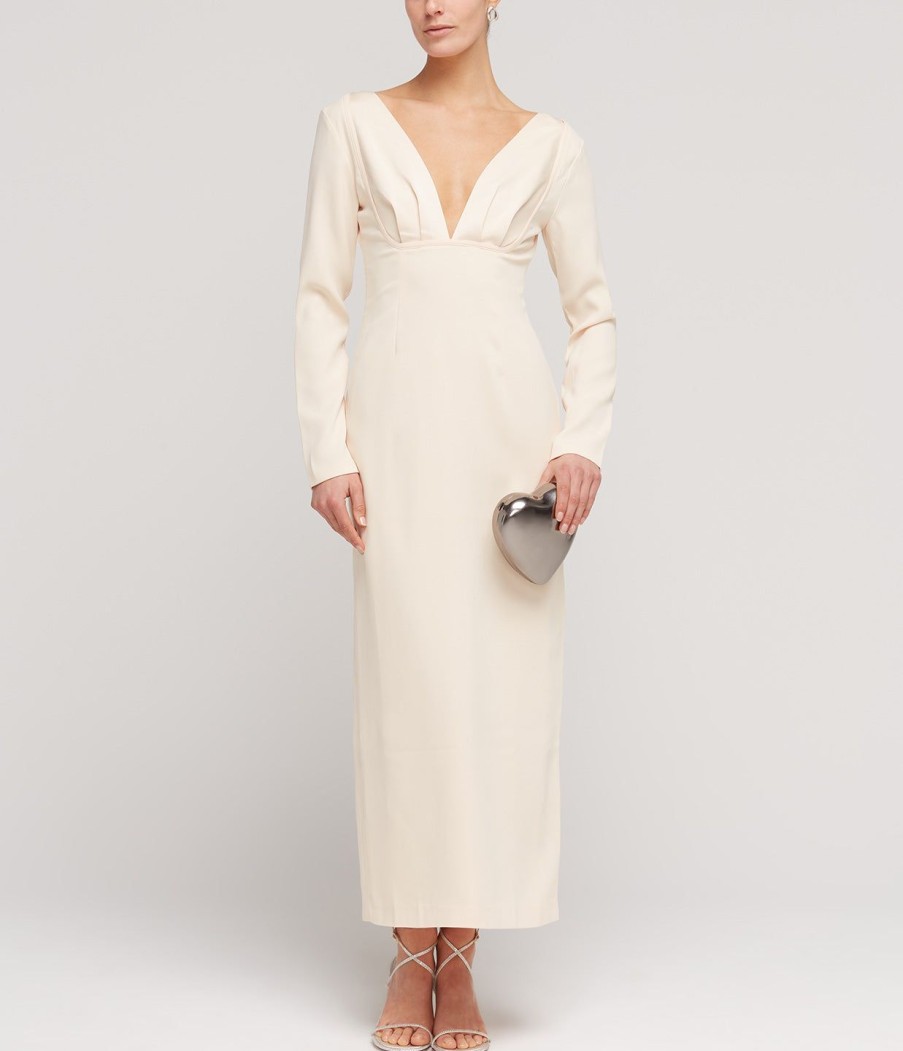 Clothing Wynn Hamlyn | Nancy Long Sleeve Dress In Ivory