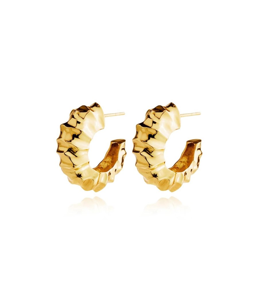 Accessories Rylan | Hammered Hoop Earrings In Gold