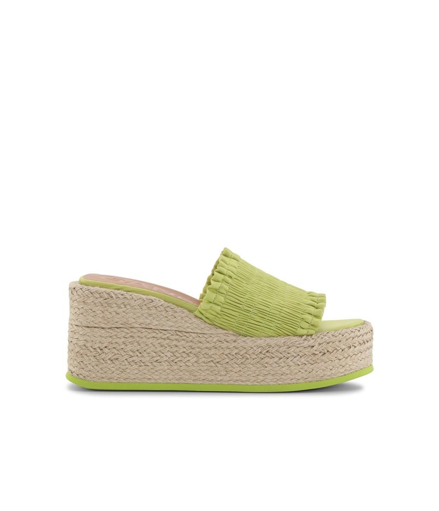 Shoes Ganni | Smock Espadrille Wedge Sandal In Tender Shoots