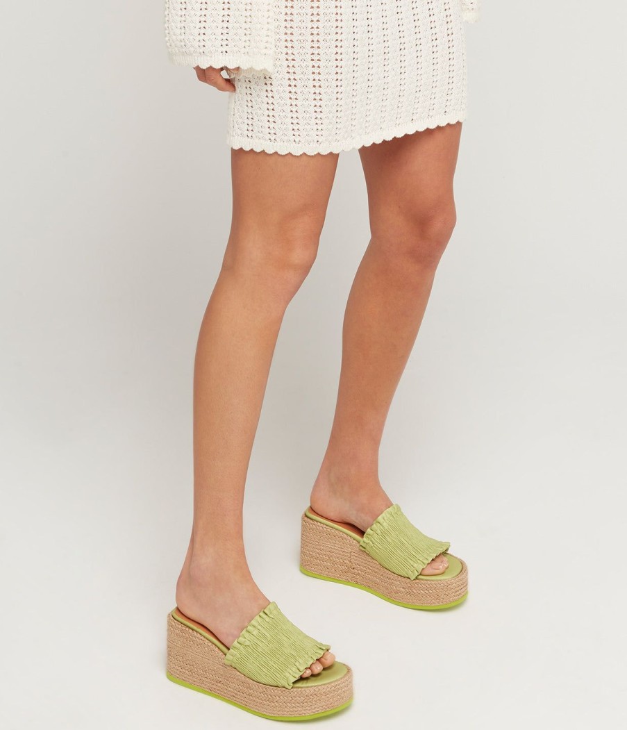 Shoes Ganni | Smock Espadrille Wedge Sandal In Tender Shoots