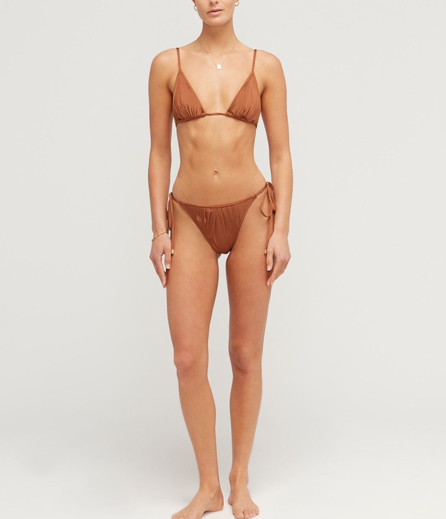 Clothing Peony | Ruched String Tri In Maple