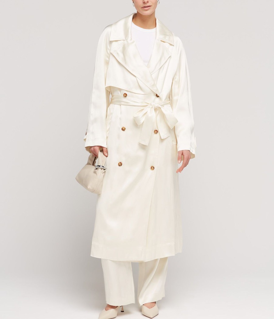 Clothing Loulou Studio | Lonna Long Trench Coat In Ivory