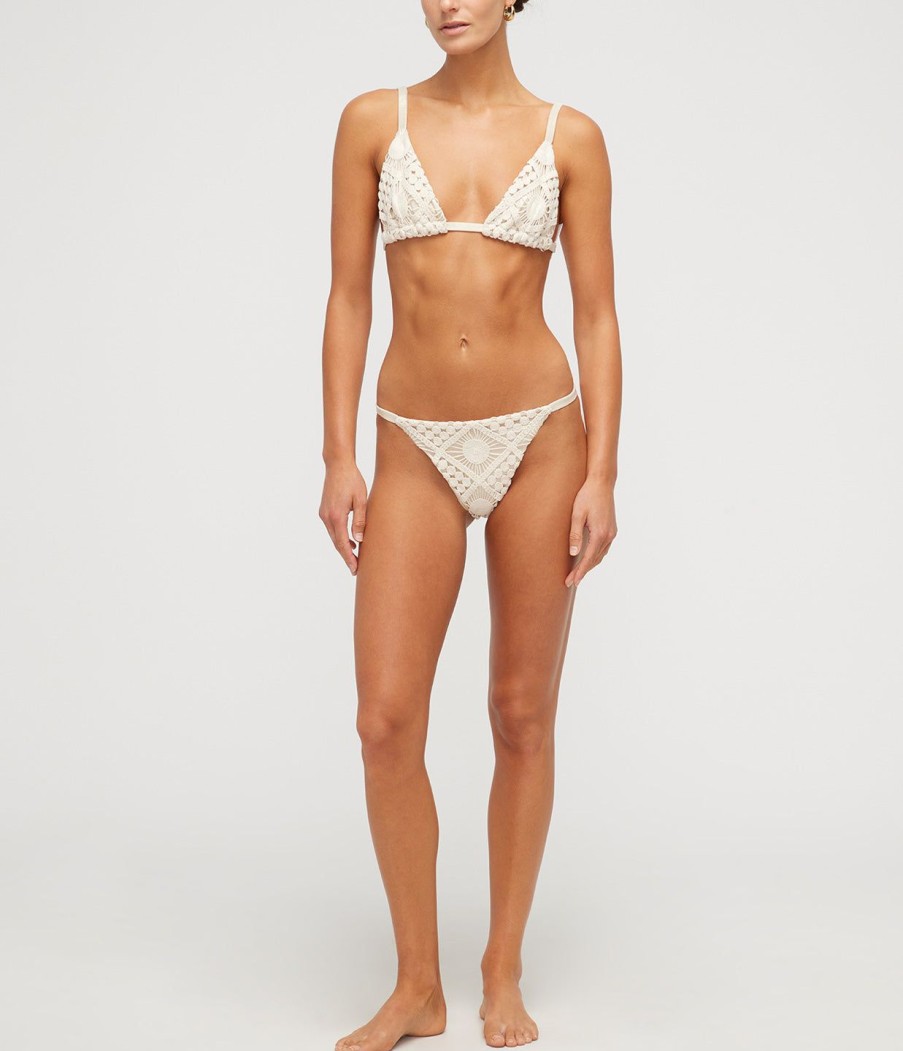 Clothing Sara Cristina | Sun Triangle Bikini Bottom In Natural Lace