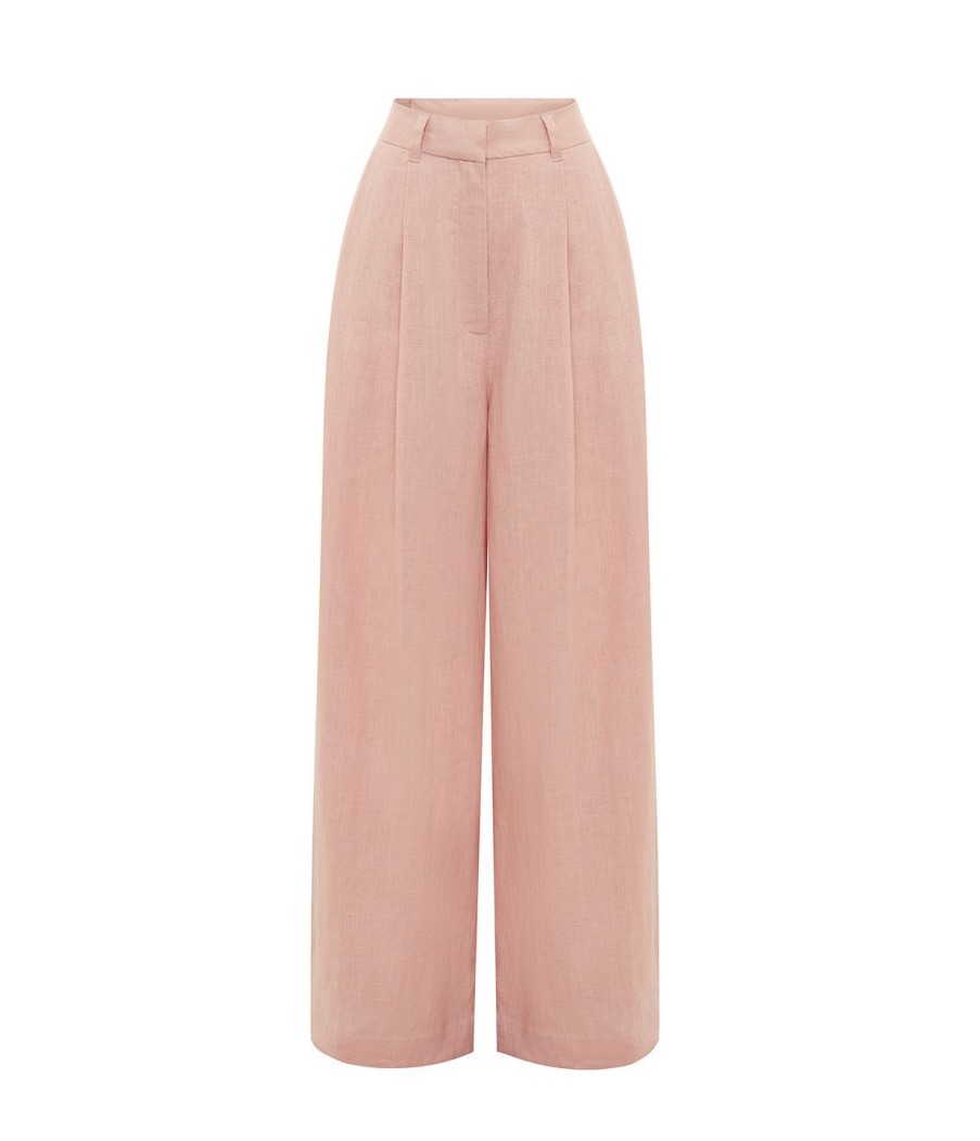 Clothing Posse | Wyatt Linen Trouser In Silver Pink