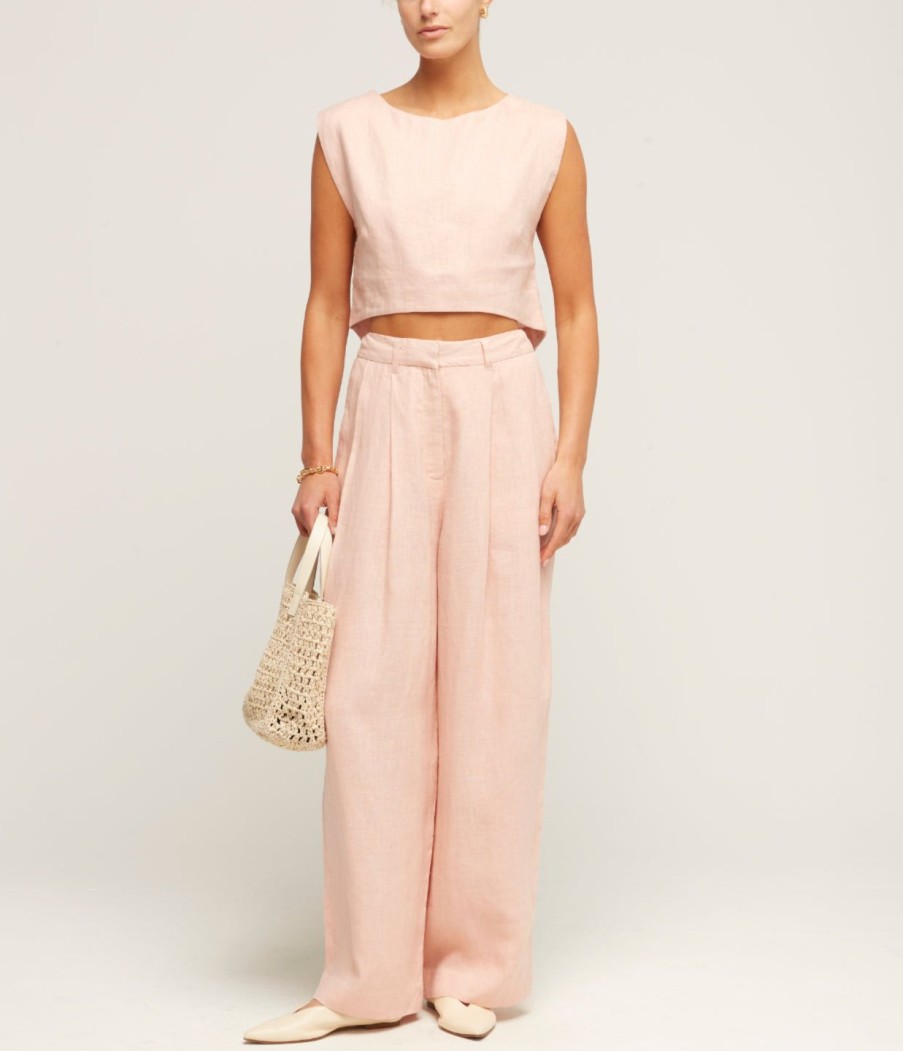 Clothing Posse | Wyatt Linen Trouser In Silver Pink