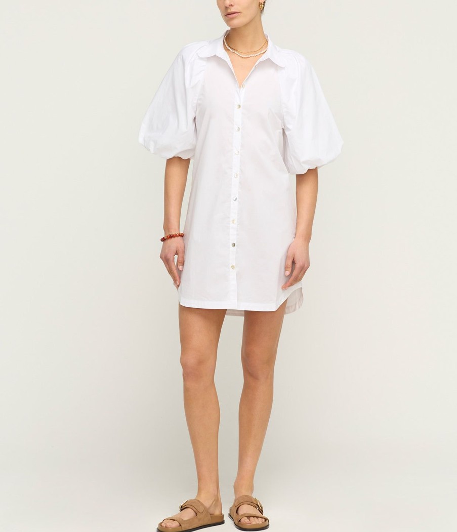 Clothing Bird and Knoll | Maude Puff Sleeve Mini Dress In White