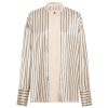 Clothing Solaqua | Gio Thin Triple Stripe Silk Shirt In Black And Ecru