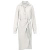 Clothing Anemos | La Asymetric Wrap Linen Cupro Midi Dress In White