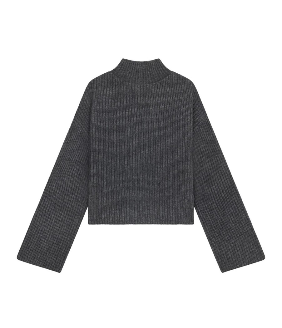 Clothing Loulou Studio | Faro Funnel Neck Sweater In Anthracite Melange