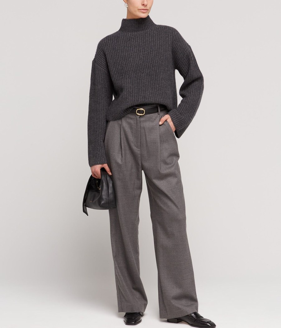 Clothing Loulou Studio | Faro Funnel Neck Sweater In Anthracite Melange