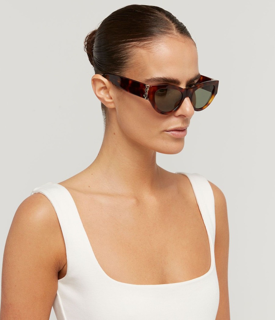 Accessories Saint Laurent | Cat-Eye Monogram Sunglasses In Havana