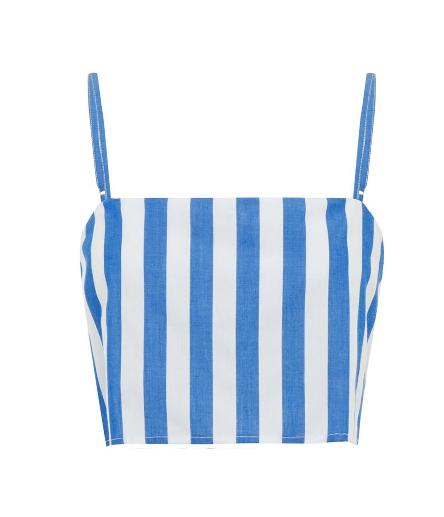 Clothing Bird and Knoll | Eve Crop Top In Aegean Stripe