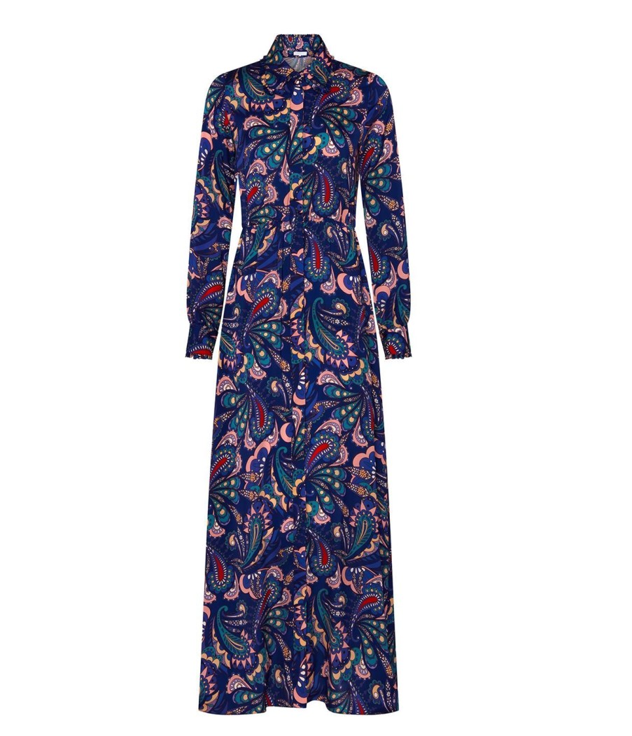 Clothing Borgo De Nor | Jacqueline Crepe Dress In Paisley Blue