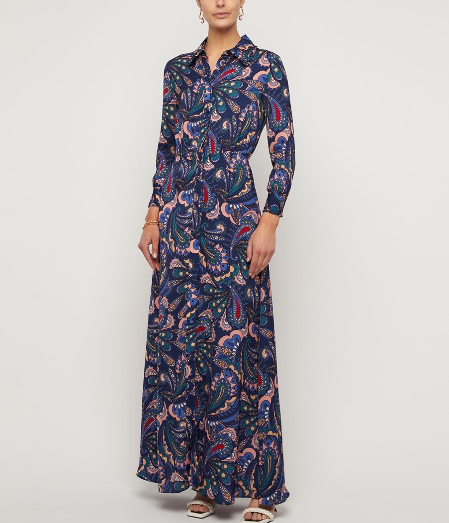 Clothing Borgo De Nor | Jacqueline Crepe Dress In Paisley Blue