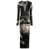 Clothing Louisa Ballou | Long Sleeve Helios Dress In Painted Black