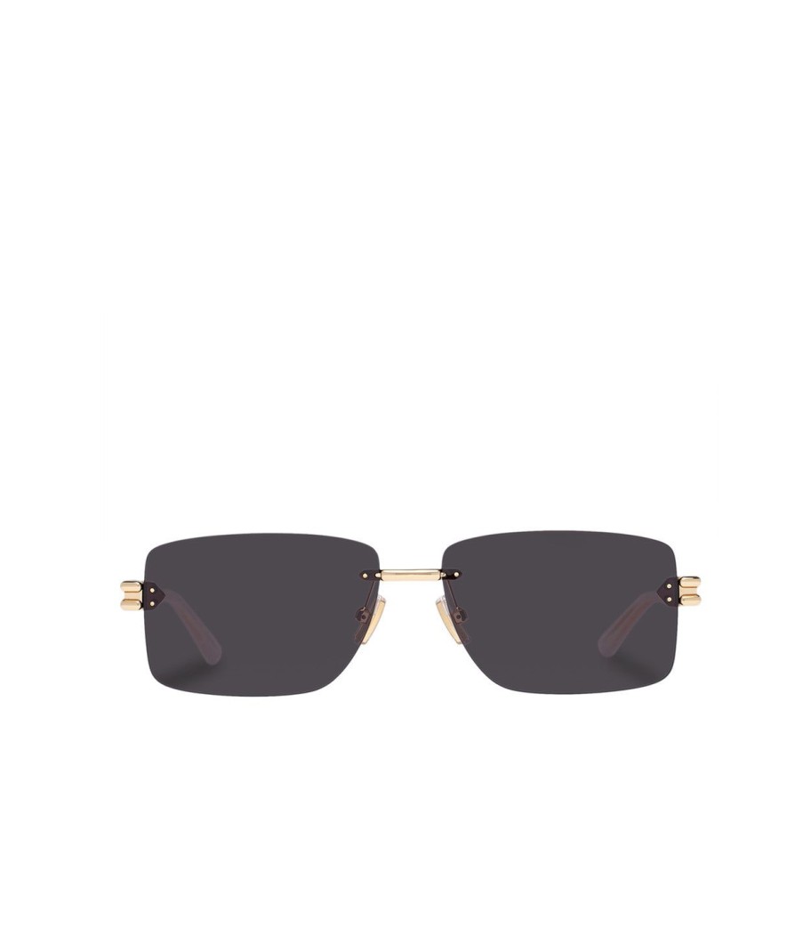 Accessories Bottega Veneta | Rectangular Metal Frame Sunglasses In Gold