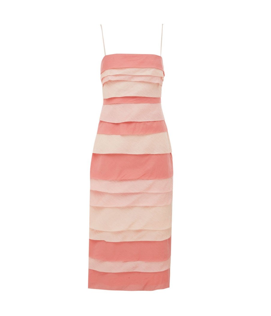 Clothing Acler | Kirton Midi Dress In Pearl And Pink