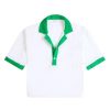 Clothing TERRY. | Estate Towelling Tee In Bianco With Verde Trim