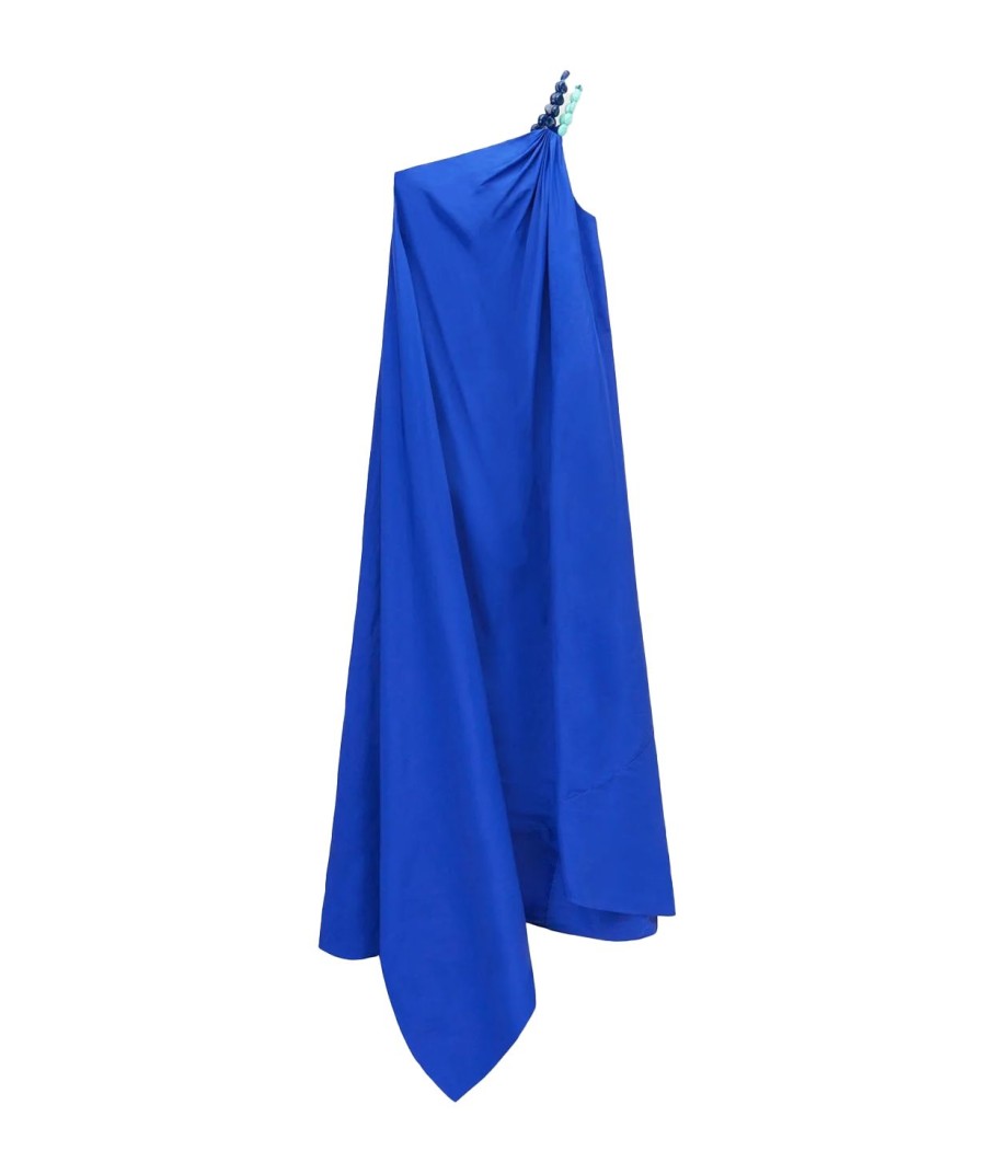 Clothing Staud | Mason One Shoulder Tie Gown In Lapis