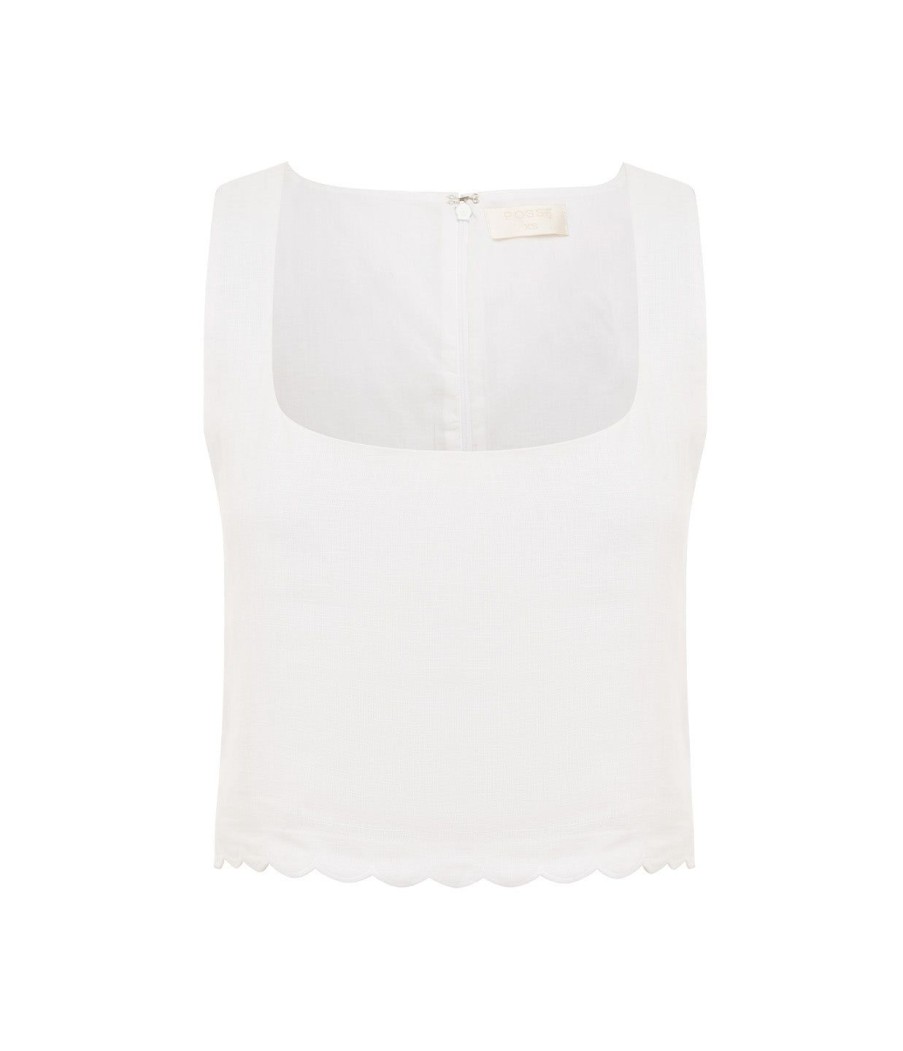 Clothing Posse | Zayla Linen Top In Ivory