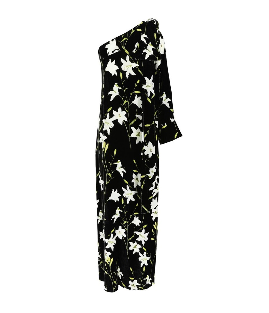 Clothing Bernadette | Nel One Shoulder Dress In Black And White Flower