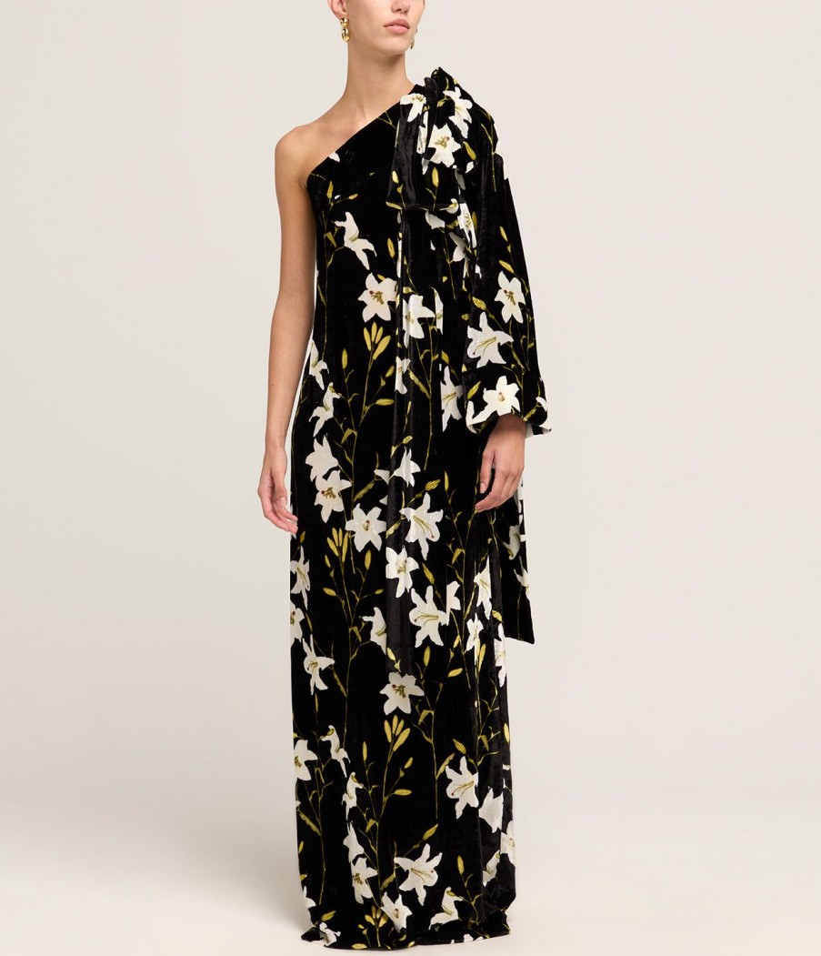 Clothing Bernadette | Nel One Shoulder Dress In Black And White Flower