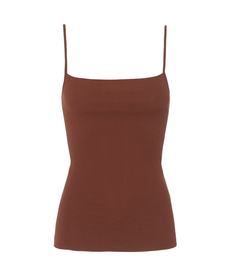 Clothing Refine | Gwyn Square Neck Tank Top In Milk Chocolate