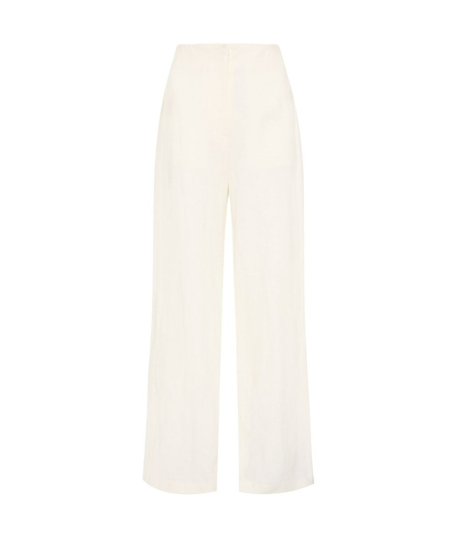 Clothing St Agni | Linen Wide Leg Pants In Ivory