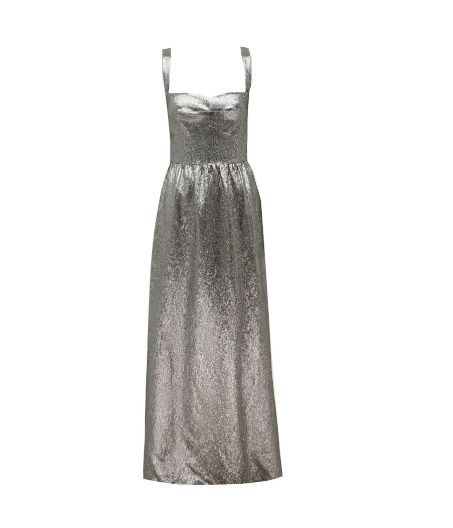 Clothing Saloni | Rachel Bodice Gown In Silver