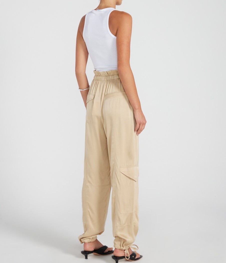 Clothing Ganni | Relaxed Satin Pants In Safari