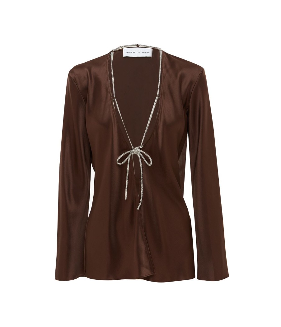 Clothing Michael Lo Sordo | Bias Silk Satin Lounge Shirt In Brown