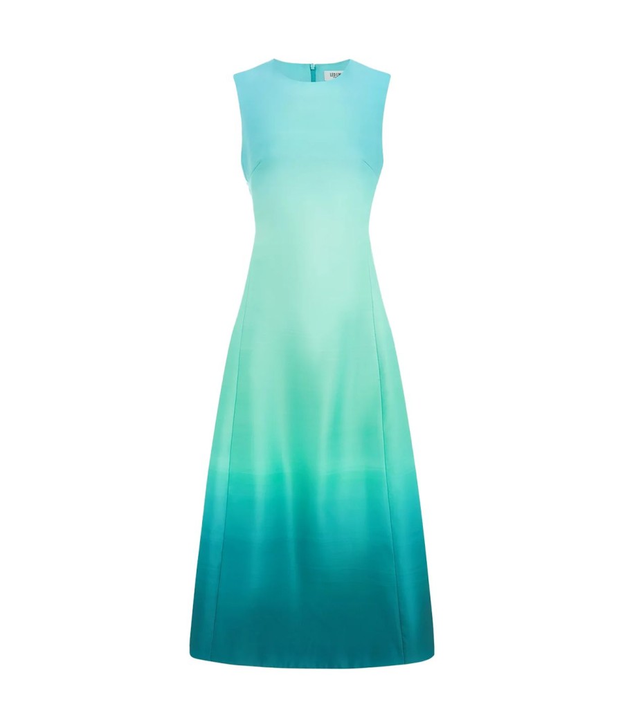 Clothing LEO LIN | Cleo Sleeveless Midi Dress In Ombre Aqua