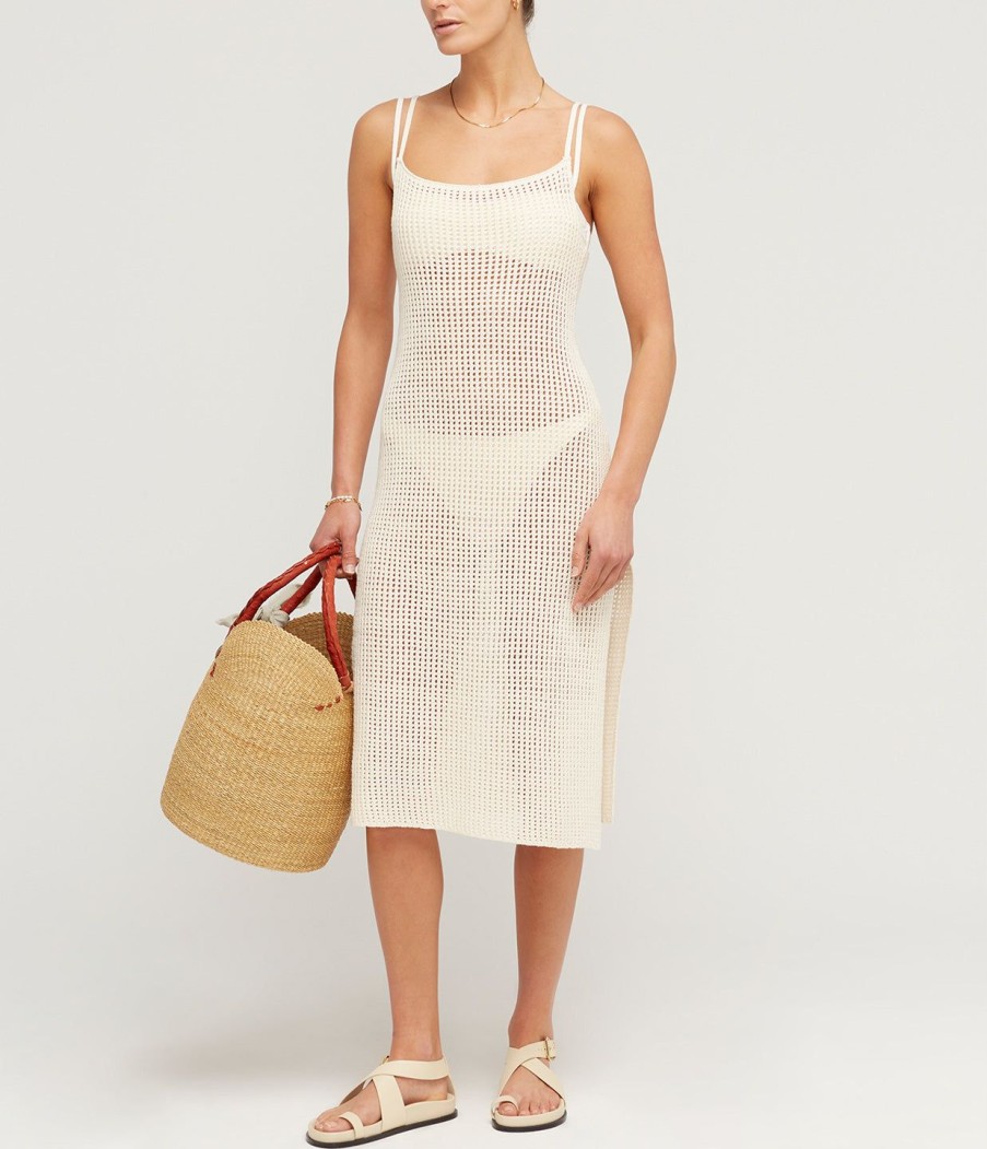 Clothing Zulu & Zephyr | Crochet Scoop Neck Dress In Milk