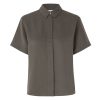 Clothing Samsoe Samsoe | Mina Short Sleeve Shirt In Major Brown