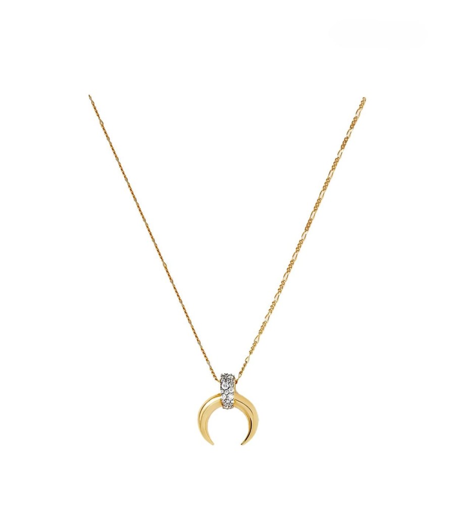 Accessories Missoma | Lucy Williams X Missoma Pave Horn Pendant Necklace In Gold And Cz